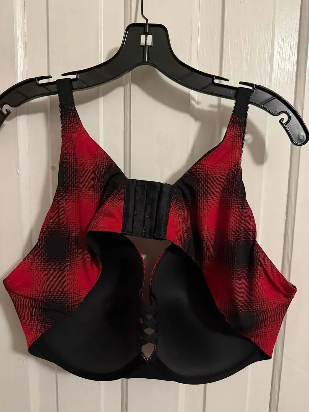 Torrid Red Plaid XO Plunge Push-Up Bra Size 44D